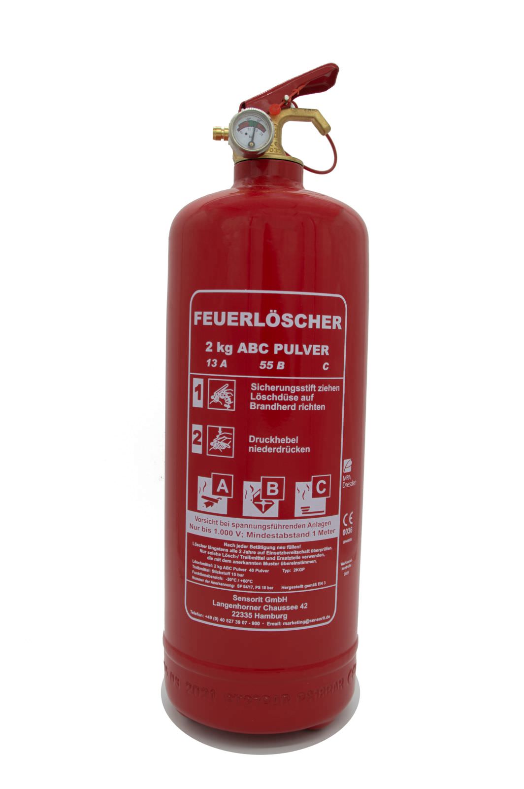 Amex BCA-0P2 2 kg Pulver-Feuerlöscher geeignet für kleine Brände